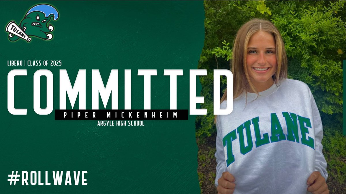 Congratulations to Piper Mickenheim on her commitment to play D1 Volleyball at Tulane! We are so proud of you and excited to see all the things you accomplish at the next level! #rollwave 🩵💚🌊