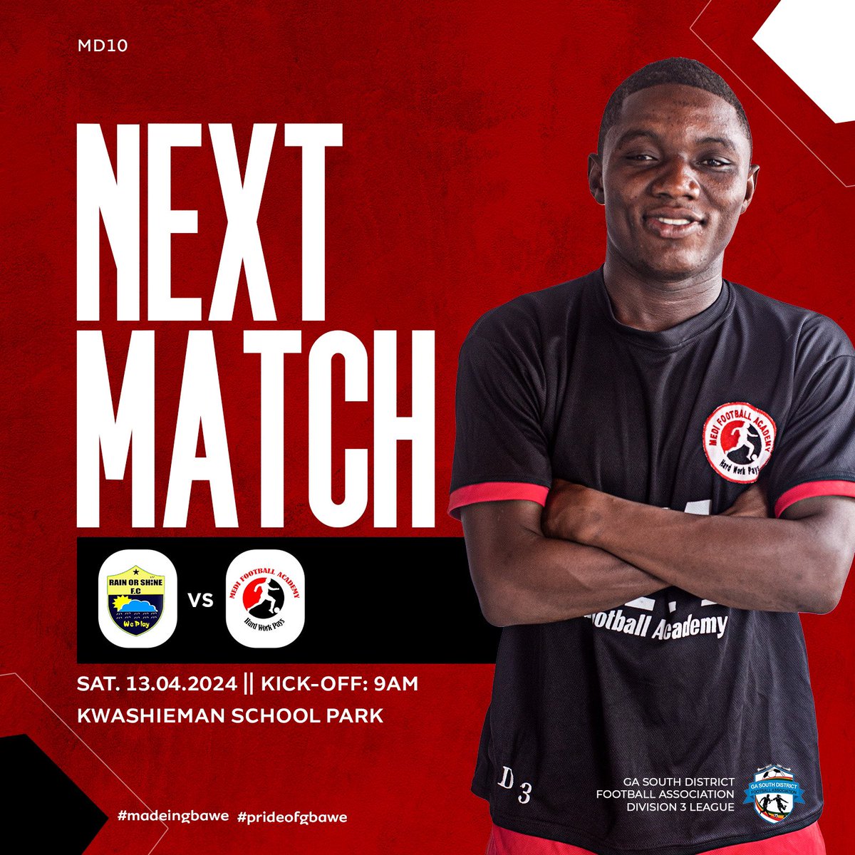 Next stop 🛑, Kwashieman against Rain or Shine FC... ⚽️🔴⚪️⚫️ 
. 
#medifootballacademy #BringBackTheLove #football #ghana #youngtalent #gbawe #prideofgbawe #madeingbawe #matchday #african #league