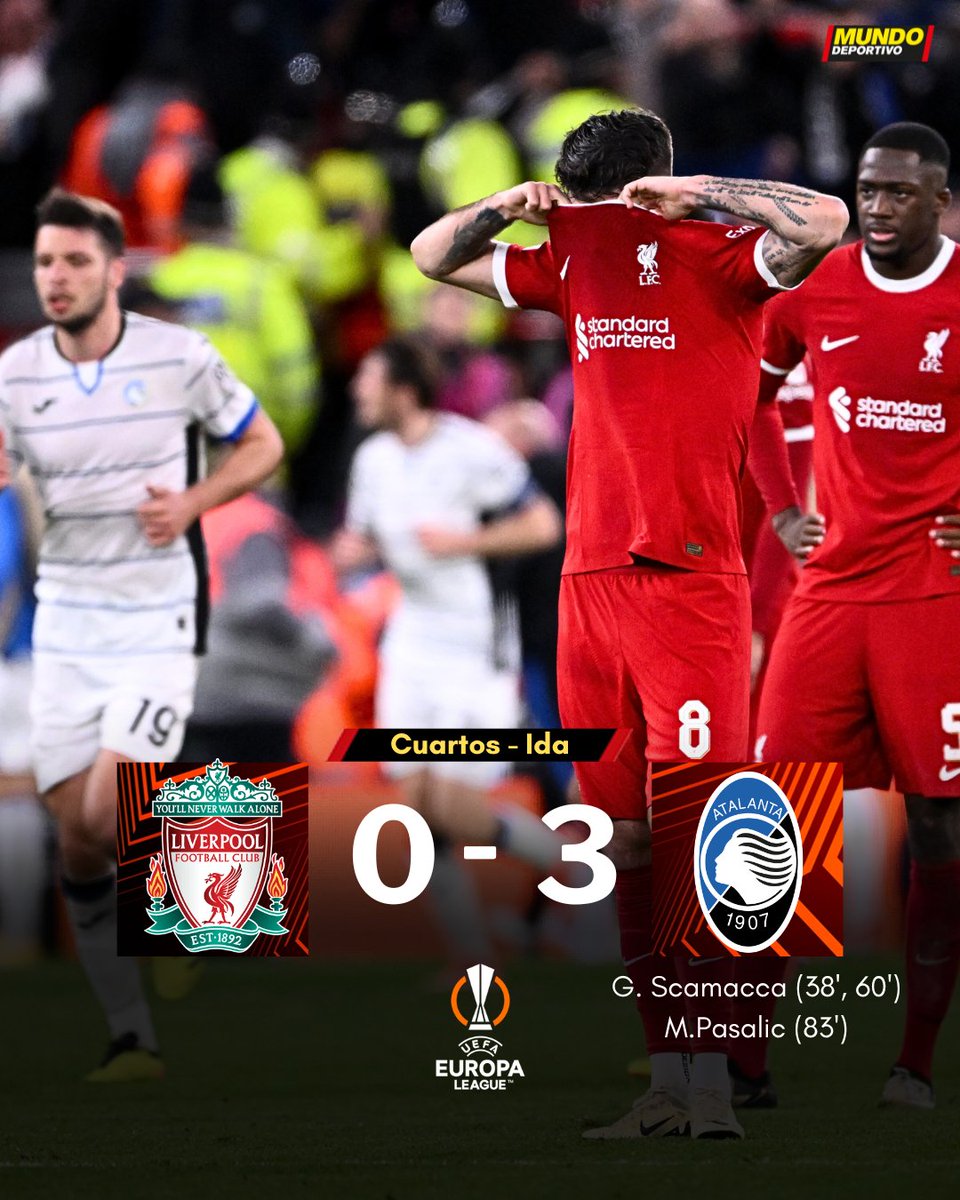 🔴 0-3: Un irreconocible Liverpool, goleado por el Atalanta y necesitará una gesta en Bergamo ✍️ @imentruit 🔗 mundodeportivo.com/futbol/europa-…