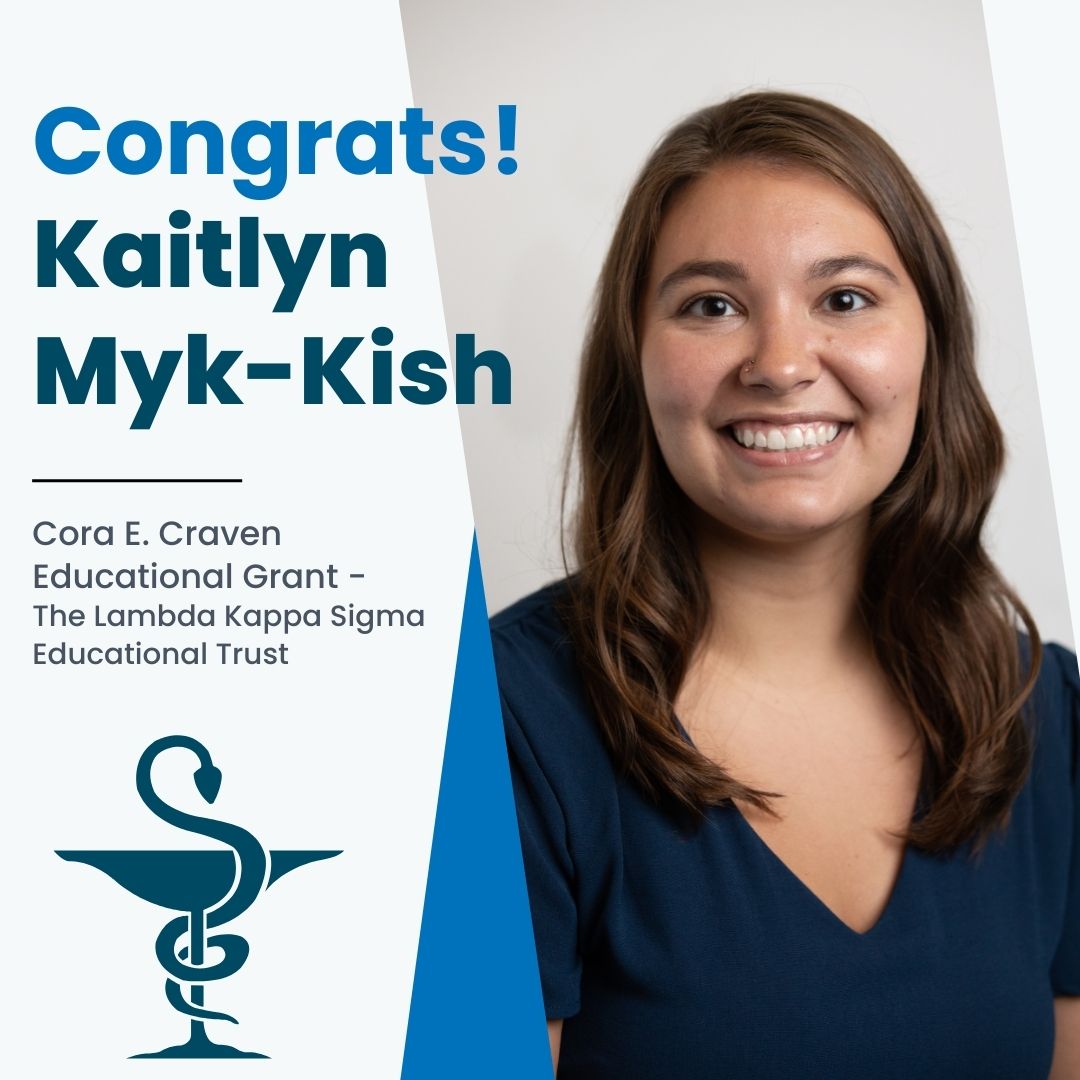 #Congratulations to third-year student, Kaitlyn, for receiving the Cora E. Craven Educational Grant from the Lambda Kappa Sigma Educational Grants program. Kaitlyn is one of 15 students in the US to receive an educational #grant this year.