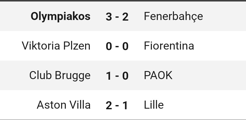 Konferans Ligi'nde çeyrek final ilk maç sonuçları.