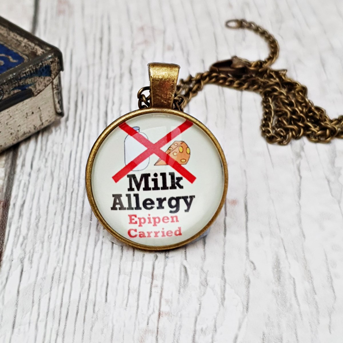 Milk allergy jewelry, dairy allergy necklace, medical alert necklace, epipen alert, anaphylaxis, allergic to milk, medical id, allergic tuppu.net/704f8c2c #Etsy #Handmade #SMILEtt23 #Shopsmall #AllergyCharm
