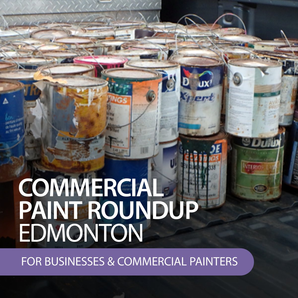 Hey, #YEG #CommercialPainters and #Businesses. Don't forget about our upcoming Commercial Paint Roundup! Bring your leftover #paint, empty paint cans, and spray paint and we will #recycle them for free! Learn more: bit.ly/49ZP8d0 #Edmonton #Painters