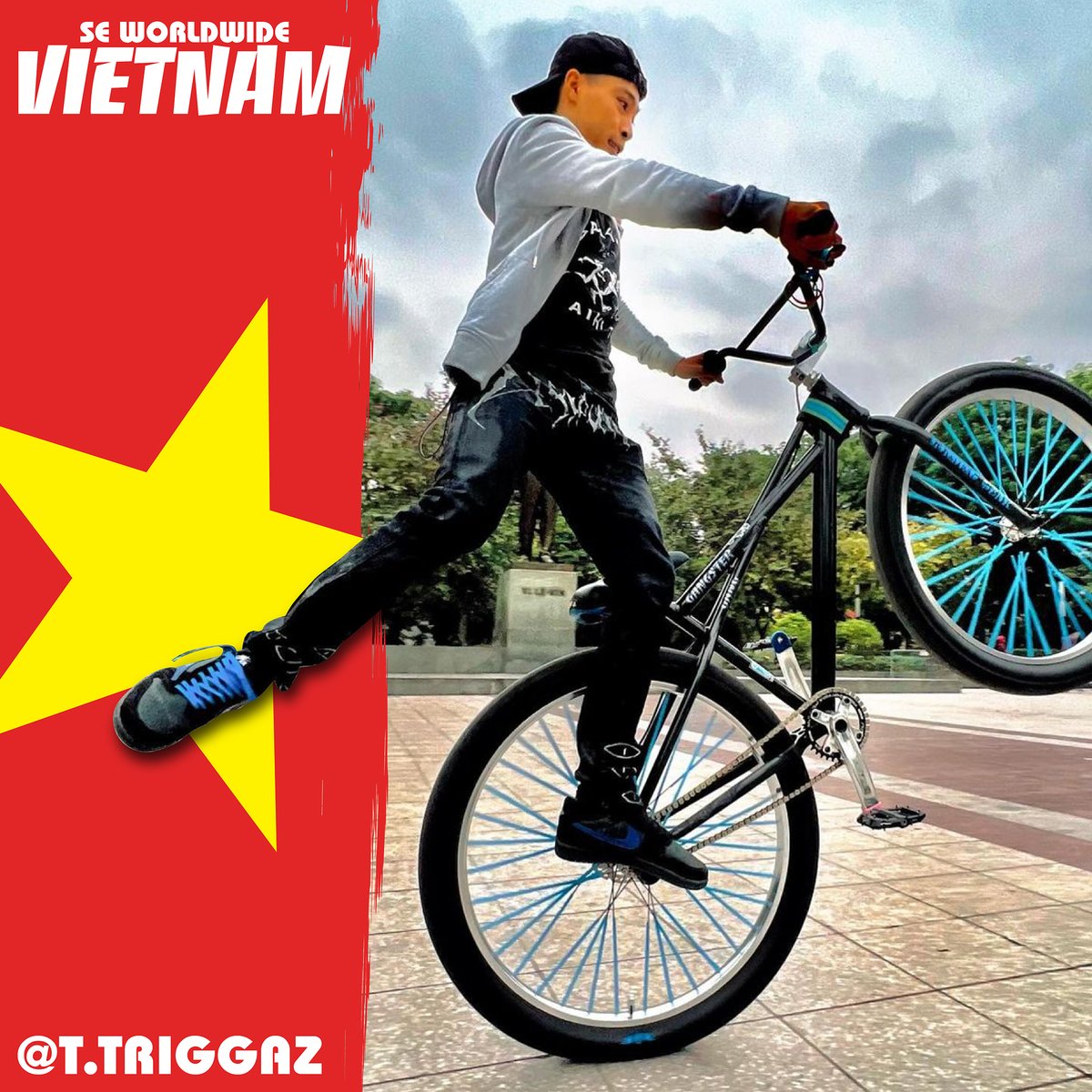 sebikes's tweet photo. That's @t.triggaz doin' some work in Vietnam. 🇻🇳 And peep that #monsterquad steeze... 🤔 #seworldwide #sebikes #sebikeslife https://t.co/bi4kBkhJFO