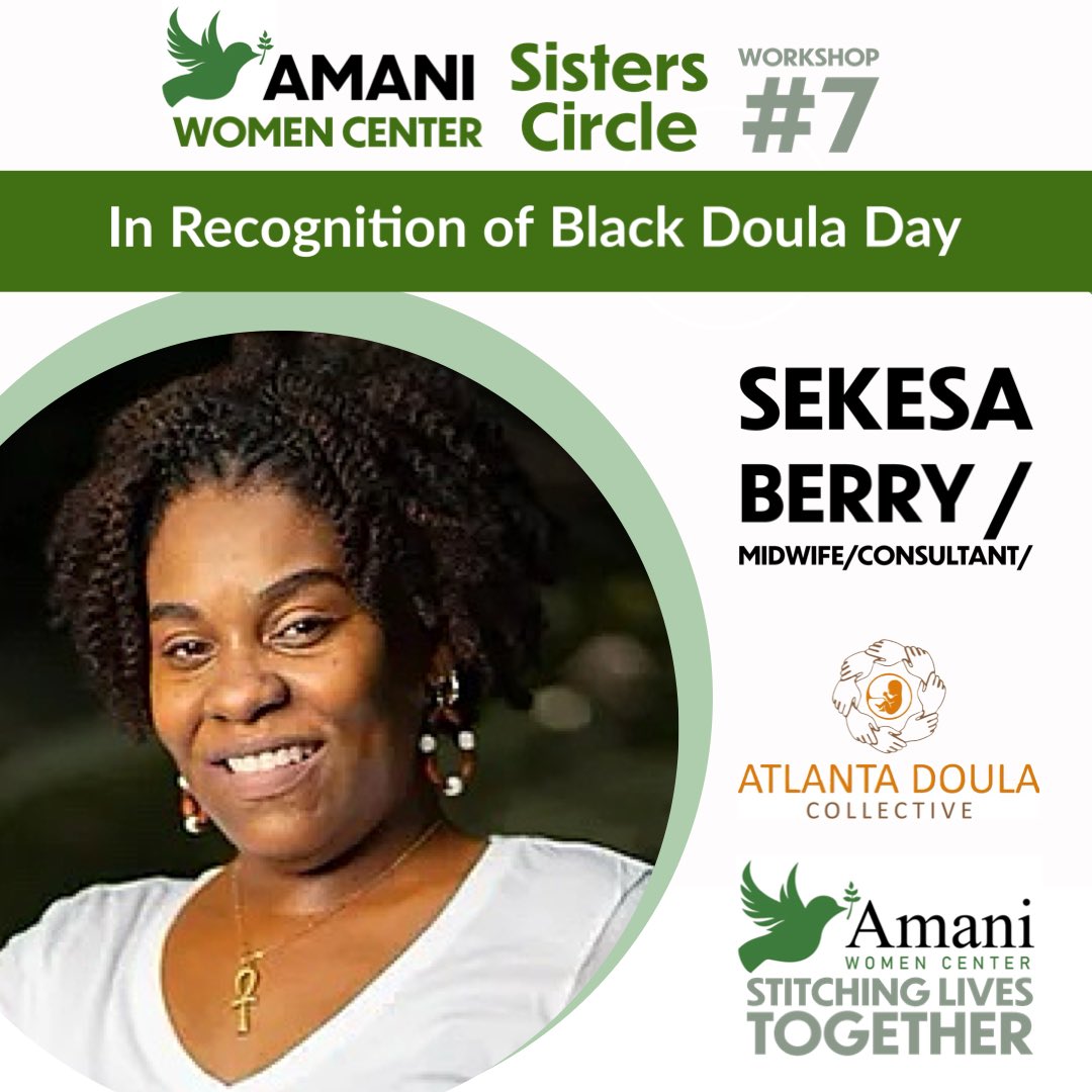 In recognition of BLACK DOULA DAY,  AWC extends a special thank you to Sekesa Berry for facilitating AWC Sisters Circle 7th workshop. 
#blackdouladay 
#atlantadoulacollective
#regugeewomen #amaniwomencenter 
amaniwomencenter.org
“Stitching Lives Together”
770-255-0539
