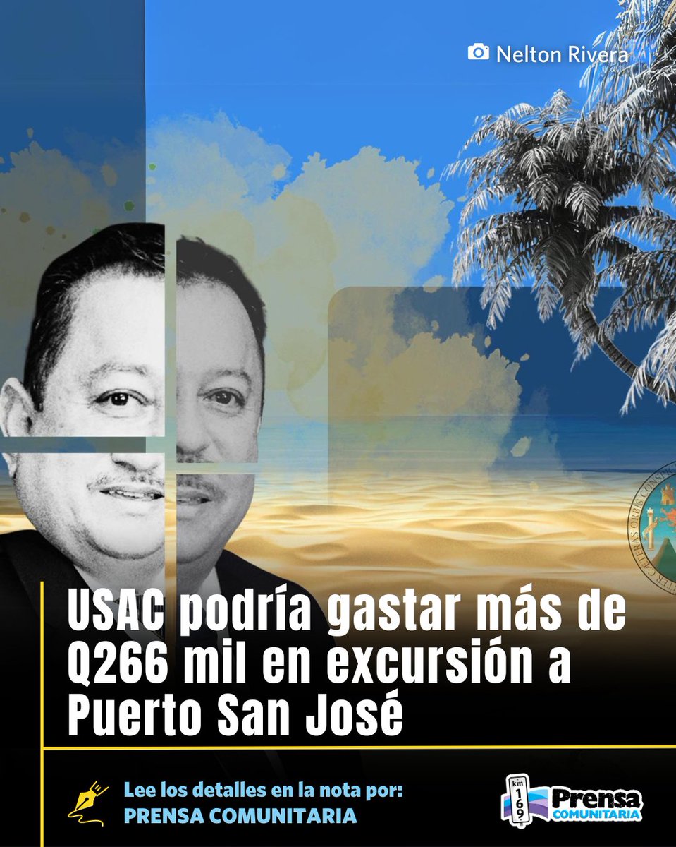 #CooptaciónUSAC ⚠️ USAC podría gastar más de Q266 mil en excursión a Puerto San José 

Walter Mazariegos pretende gastarse ese dinero para motivar a los trabajadores en este primer semestre de la USAC y en febrero argumentó que existe un déficit millonario.

📌 Lee la nota
