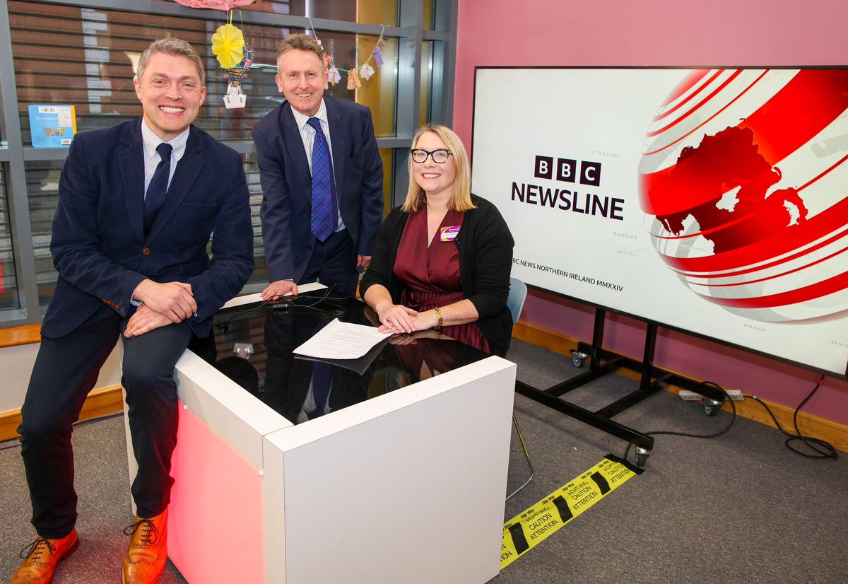 Jim O’Hagan, Chief Executive, @LibrariesNI and Adam Smyth, Director @BBCnireland in Ballymena on the final evening of BBC Comes To Town in Ballymena. #bbccomestotown