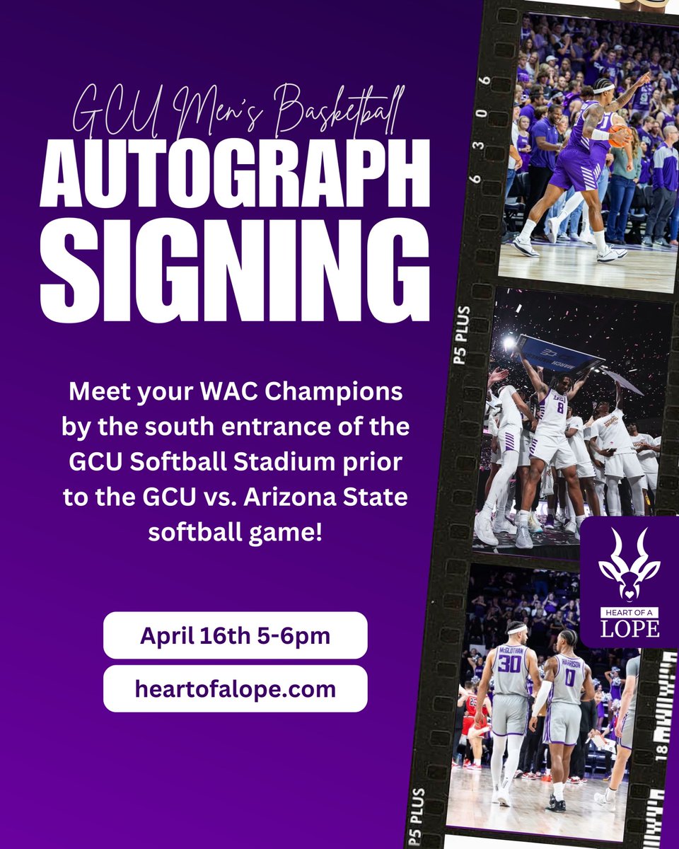 📣Don't miss out on some @GCU_MBB autographs before the @GCU_Softball First Responder Appreciation game next Tuesday from 5-6pm! 🏀✍️    In support of our first responder community, tickets have been made free for general public this night. Click the link below👇