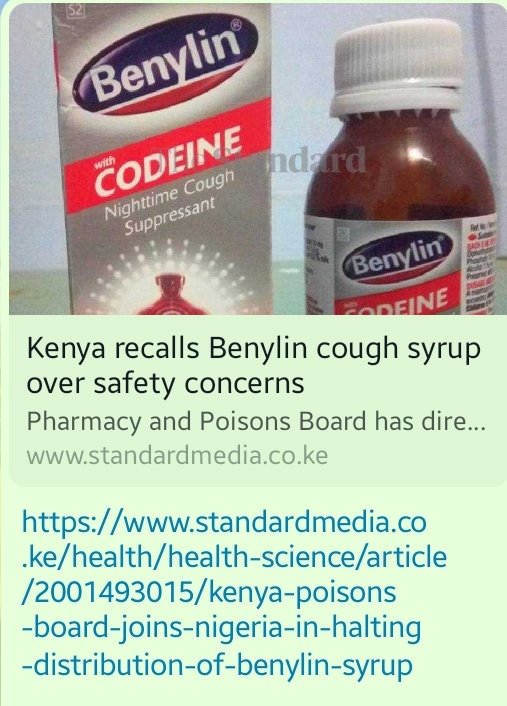 Tafadhali usimpe mtoto hii dawa Please dont give your child this syrup ,@Ma3Route @KenyanTraffic @Radio47KE @tv47news @GhettoRadio895 @KilimaniMum standardmedia.co.ke/health/health-…