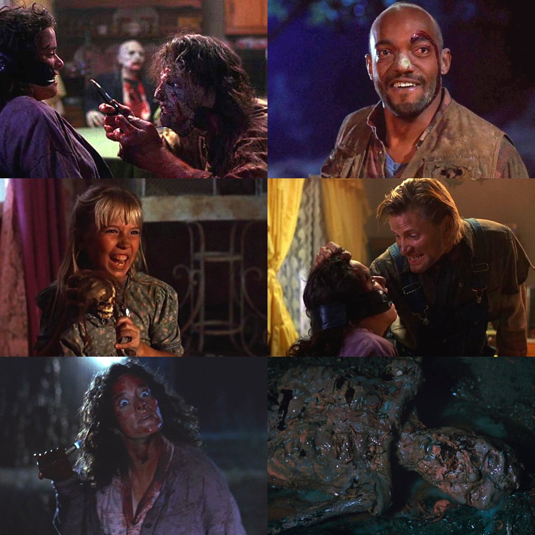 Leatherface: The Texas Chainsaw Massacre III (1990), directed by Jeff Burr, starring Kate Hodge, William Butler, Ken Foree, Tom Hudson, Viggo Mortensen, Joe Unger, and R.A. Mihailoff as Leatherface. #TexasChainsawMassacreIII #Leatherface #90s #90shorror #horror #horrorfan