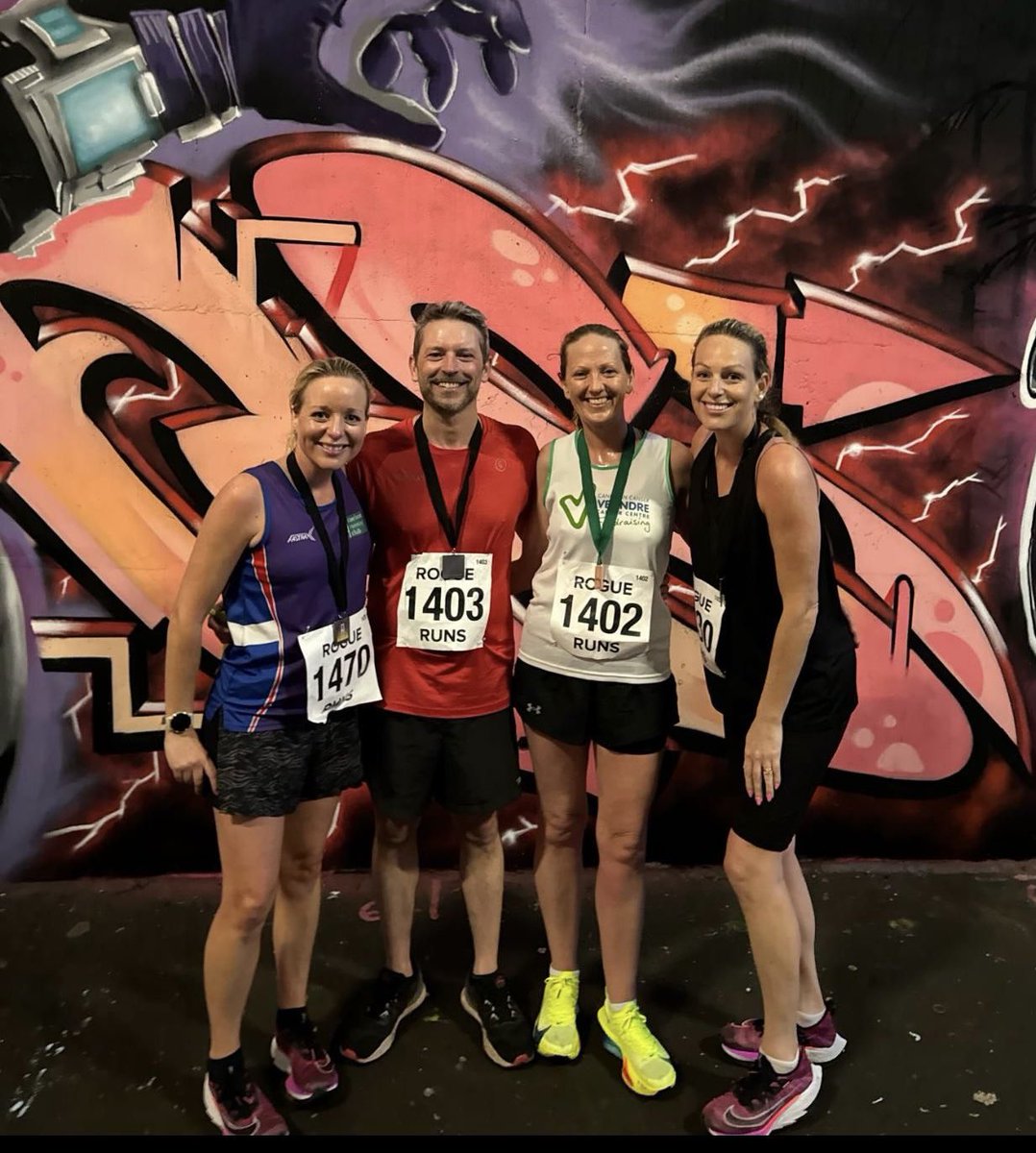 MrsJudeRussell's tweet photo. We all really enjoyed the Severn Bridge Twilight #RogueRun and picked up several age “places” between us! 🥰🏃🏼‍♀️🏃🏼‍♂️ @JamieeGittins @jadegittins https://t.co/6CgxxIZXC6