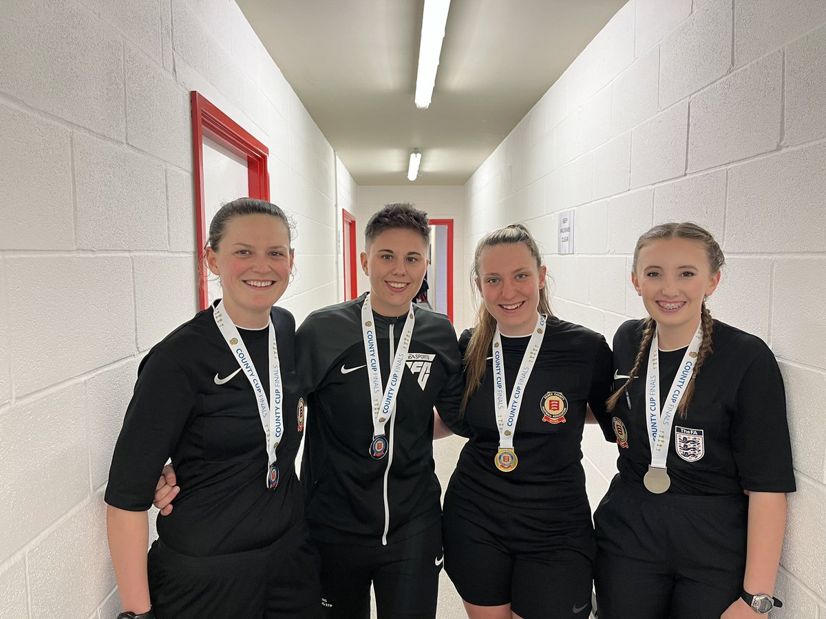 Congratulations to Amy, Broghan, Lily and Elora for officiating tonight’s BBC Essex Women’s Cup Final at @Dag_RedFC 👏 #DevelopedInEssex