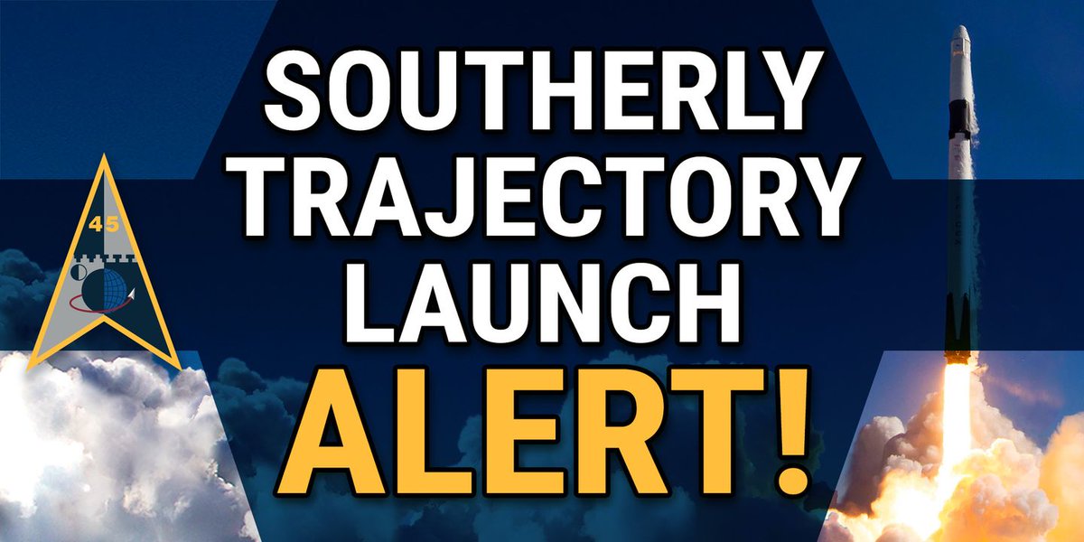 ❗SOUTHERLY TRAJECTORY LAUNCH ALERT❗ Tomorrow, SLD45 will support the Falcon 9 Starlink 6-49 launch. The launch window opens at 21:00 EDT on April 12 (01:00 UTC on April 13). Hazard and airspace closure: patrick.spaceforce.mil Live launch coverage: spacex.com/launches