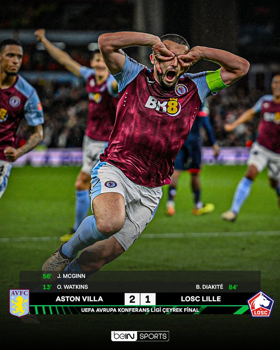 ✅ İlk maçta avantaj Aston Villa'nın! #UECL 🏴󠁧󠁢󠁥󠁮󠁧󠁿 Aston Villa 2-1 Lille 🇫🇷