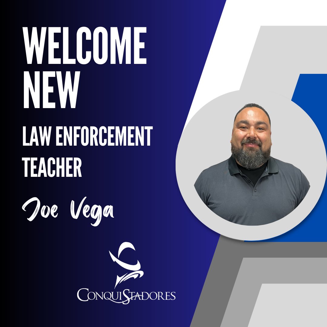 Del Valle High School is proud to welcome new Law Enforcement Teacher, Joe Vega. Congratulations! #OFOD #ItsWhatWeDo #WeAreOne #ARatedCampus #ForgeTheFuture #THEDISTRICT @ysletaisd @IvanCedilloYISD