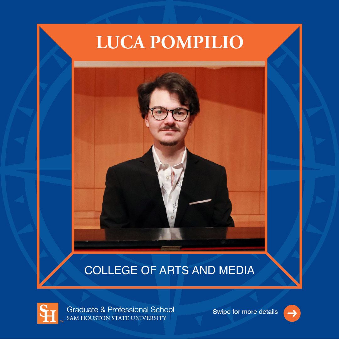 tgps_shsu's tweet image. 🌟 Grad Student Spotlight! 🎓 Meet Luca, a 25-year-old pianist from Italy, is currently in his second year of graduate studies in piano performance @shsucam. Swipe to learn more about him.
#SHSUGradSchool #GradStudentSpotlight