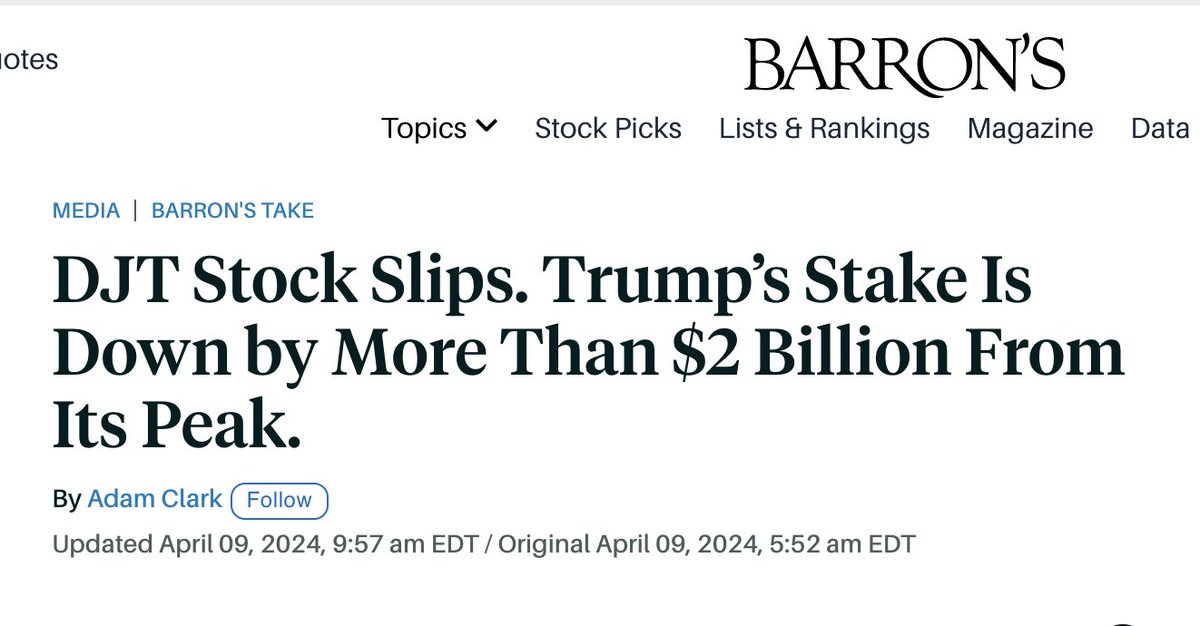 Clay Travis hasn't commented on Trump's $DJT stock since he called the publicly traded stock launch 'the single greatest business day in his entire career'