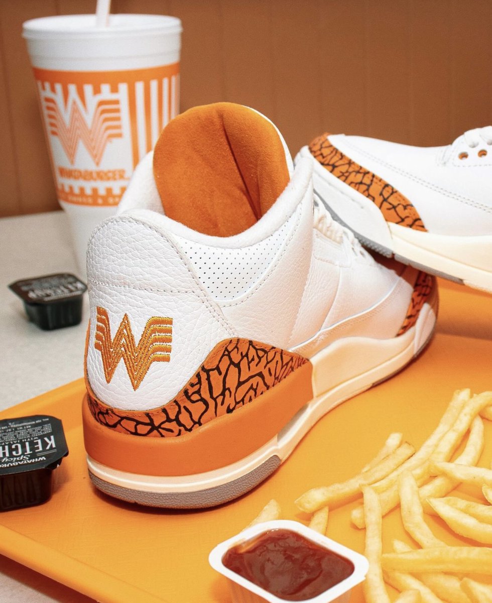 🍔👟 Feast your eyes on these! Custom Air Jordan 3's with a Whataburger tribute. Fresh, bold, and flavorful - just like the burgers!

🎨 Soles Curated by: @jwdanklefs

#AirJordan3 #SneakerHead #CustomKicks #Whataburger #SneakerArt #StreetwearStyle  #SneakerFreak  #SneakerCulture