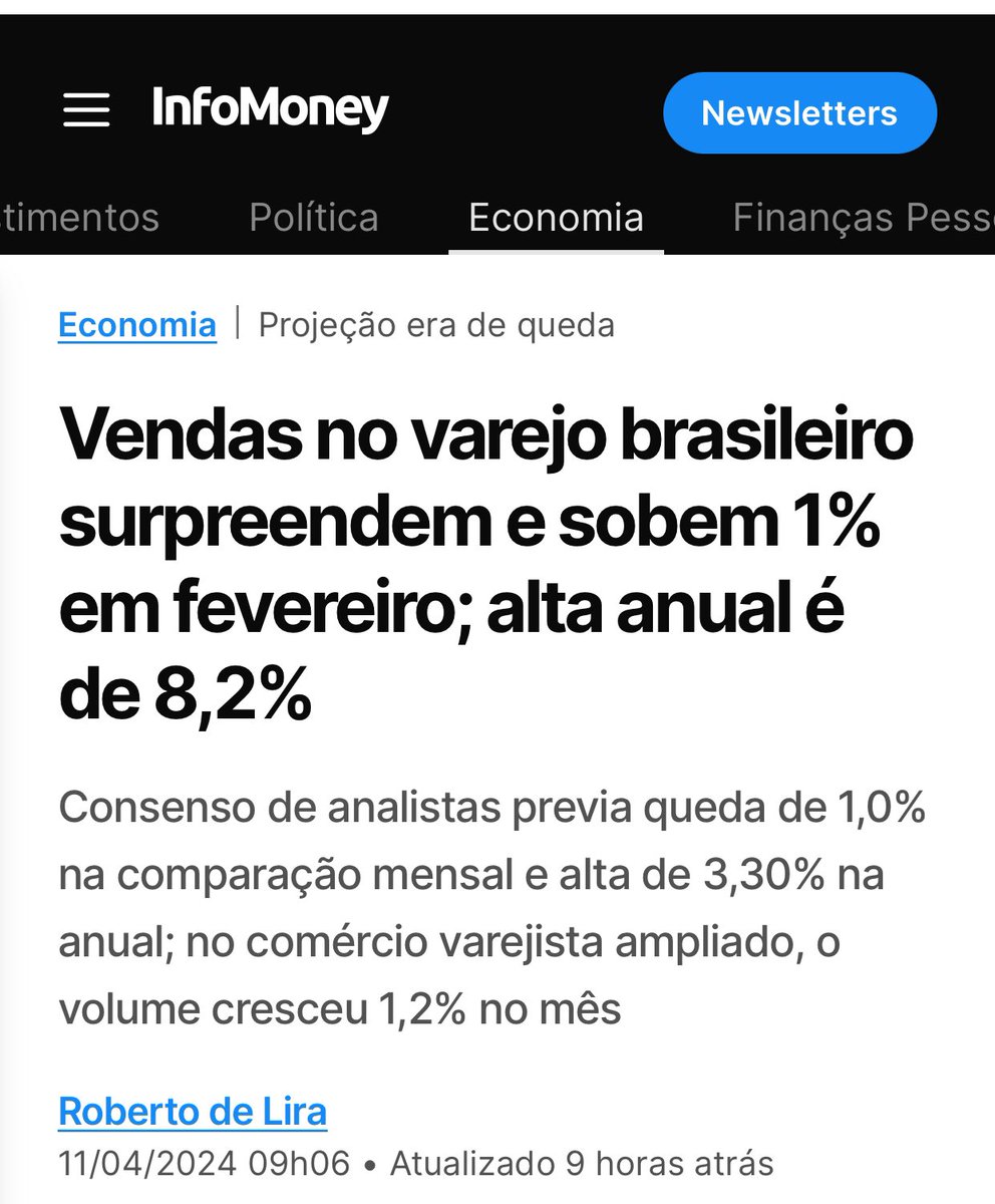 Enquanto a matilha bolsonarista uiva a gente FAZ O L. @LulaOficial @felipeneto @RogerioCorreia_ @Adriana_Accorsi infomoney.com.br/economia/venda…