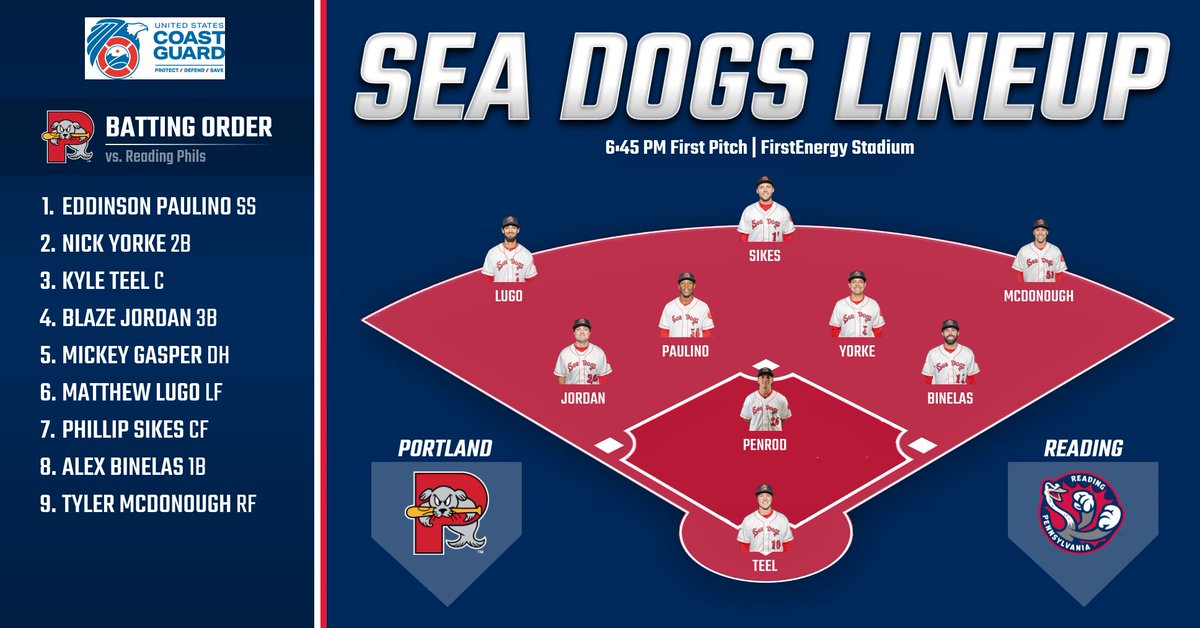 Here's how we lineup for game three in Reading! LISTEN LIVE: milb.com/portland/fans/…