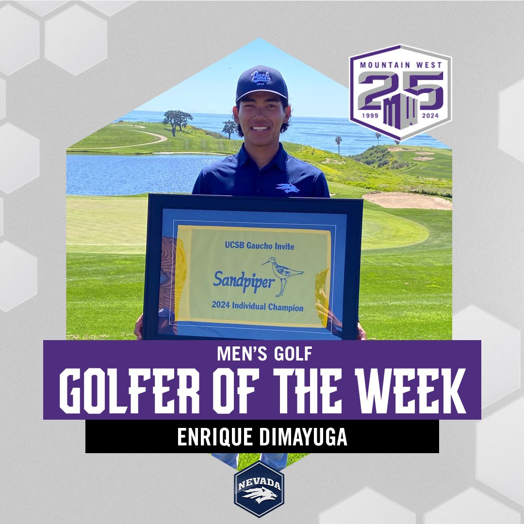 Enrique Dimayuga secured the first individual title of his career at the UCSB Gaucho Invitational with a 12-under-par 204, matching the eighth-best 54-hole score in program history ⛳️🐺 #AtThePEAK | #MWMGOLF | #BattleBorn