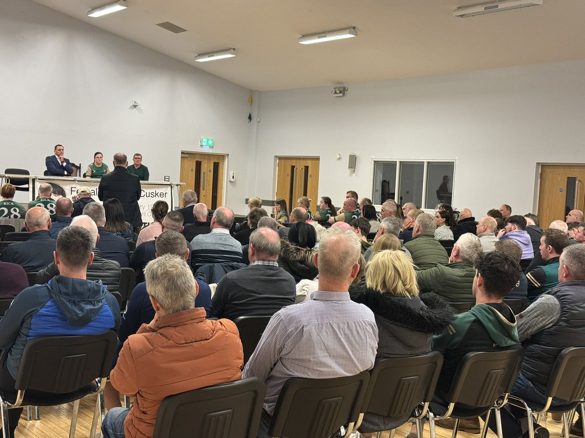 Fantastic turnout this evening in the Glen Centre as solicitor Pàdraig Ó Muirigh updated everyone on recent developments around the McCusker Family’s quest for truth around Fergal’s murder. We in Watty Grahams along with @Doiregaa, @UlsterGAA and the wider GAA community stand…