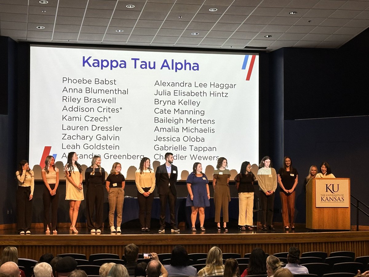 Congrats to all the ⁦@KUJournalism⁩ students inducted into Kappa Tau Alpha, the journalism society that recognizes members based on scholarship and character.