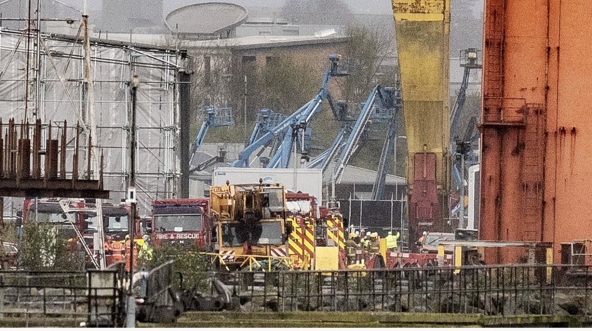 The incident at Harland and Wolff has now ended. At its height; 40 firefighters were in attendance at a blaze onboard a ship. The shipyard has thanked NIFRS for assistance and said that the safety of all personnel is their #1 priority @BelTel