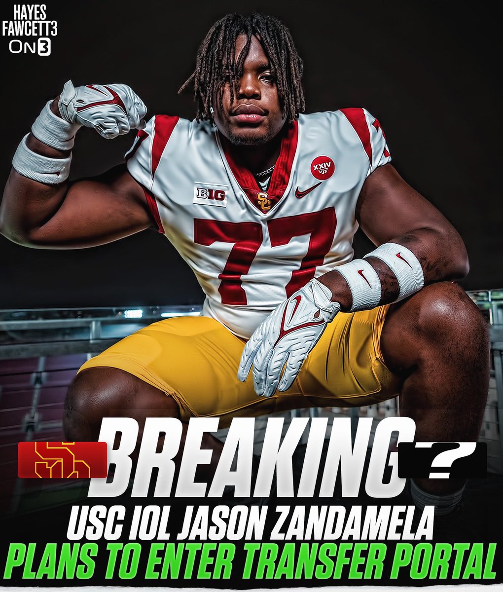 BREAKING: USC True Freshman IOL Jason Zandamela plans to enter the Transfer Portal, he tells @on3sports The 6’3 305 IOL from Clearwater, FL was ranked as a Top IOL in the ‘24 Class (per On3) Held 30+ offers and was named an Under Armour All-American 👀 on3.com/db/jason-zanda…