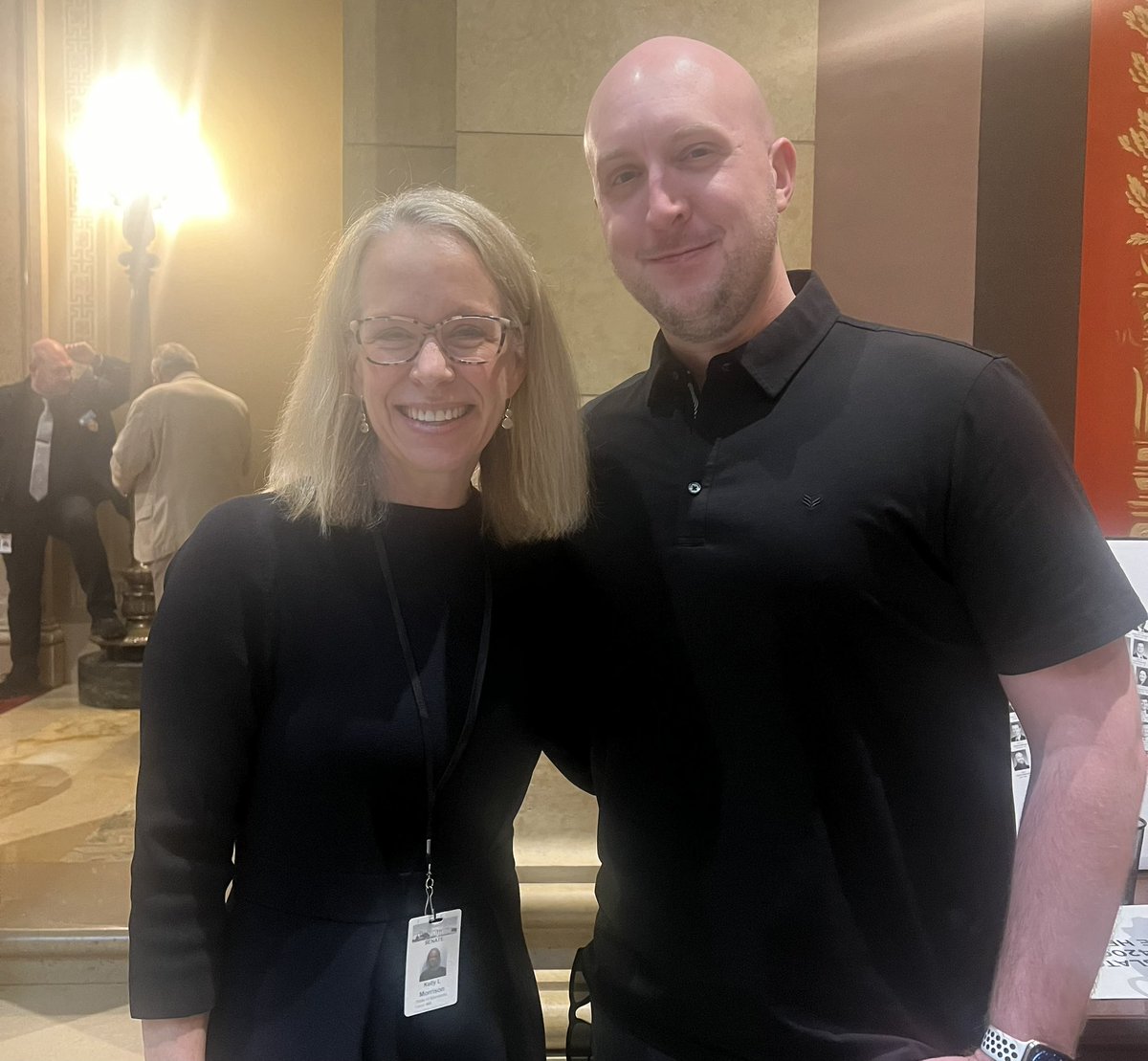 Great to see constituent Griffin Dooling, CEO of @BlueHorizonEnergy and board president of @Mn_SEIA at the Capitol to advocate for clean energy policy and expansion! #SD45