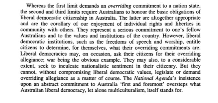 Interesting that UNSW Prof. Geoffrey Levey described the idea that ‘Australians should have an overriding and unifying commitment to Australia’ as a ‘regrettable nationalist tendency’
