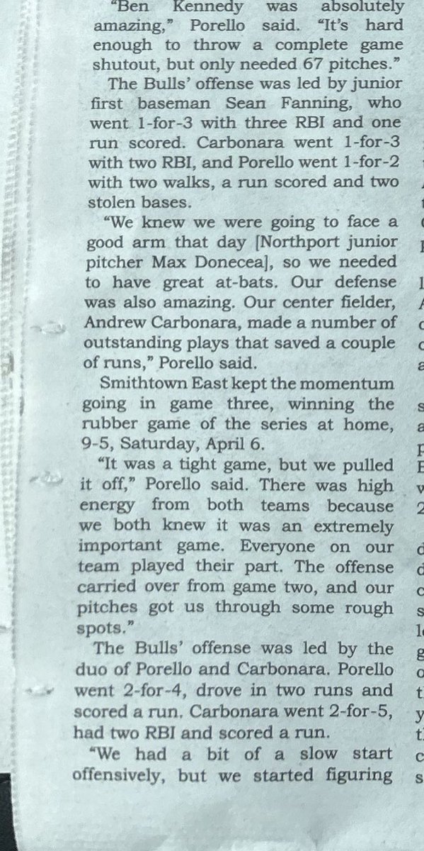 nick30porrello's tweet photo. Had another good week last week. 3 hits, 2 runs, 2 RBI, 4 walks and 2 stolen bases in a series win over Northport. Received an interview from Smithtown News, here are some of the quotes from it. https://t.co/ZWtju43F2Q
