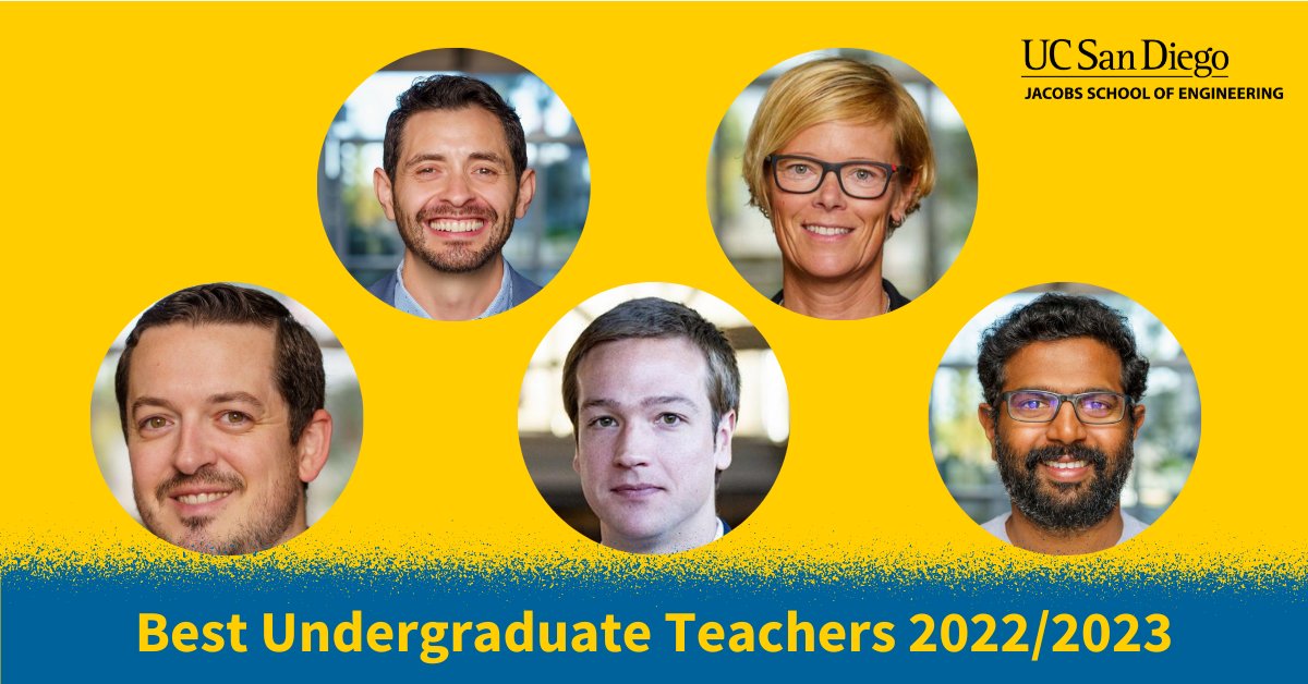 Educating tomorrow's technology leaders is the first line of our mission. And no one does it better than these faculty, recipients of our Best Undergraduate Teacher Awards for the 22-23 year🔱Congratulations, and thank you for all you do for our students: jacobsschool.ucsd.edu/faculty/best-t…