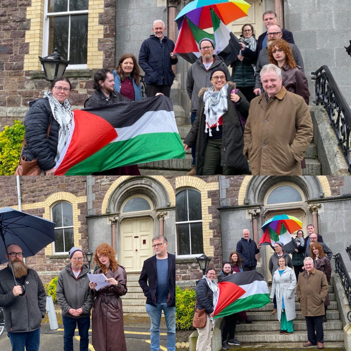 @SETUIreland students & staff gathering in solidarity for #Palestine. Thanks to students for reading ‘Running Orders’ by Lena Khalaf Tuffaha and to my colleague, @monicarudikent, who read ‘What is Home’ by Mosander Abu Toha. #GatheringForPalestine