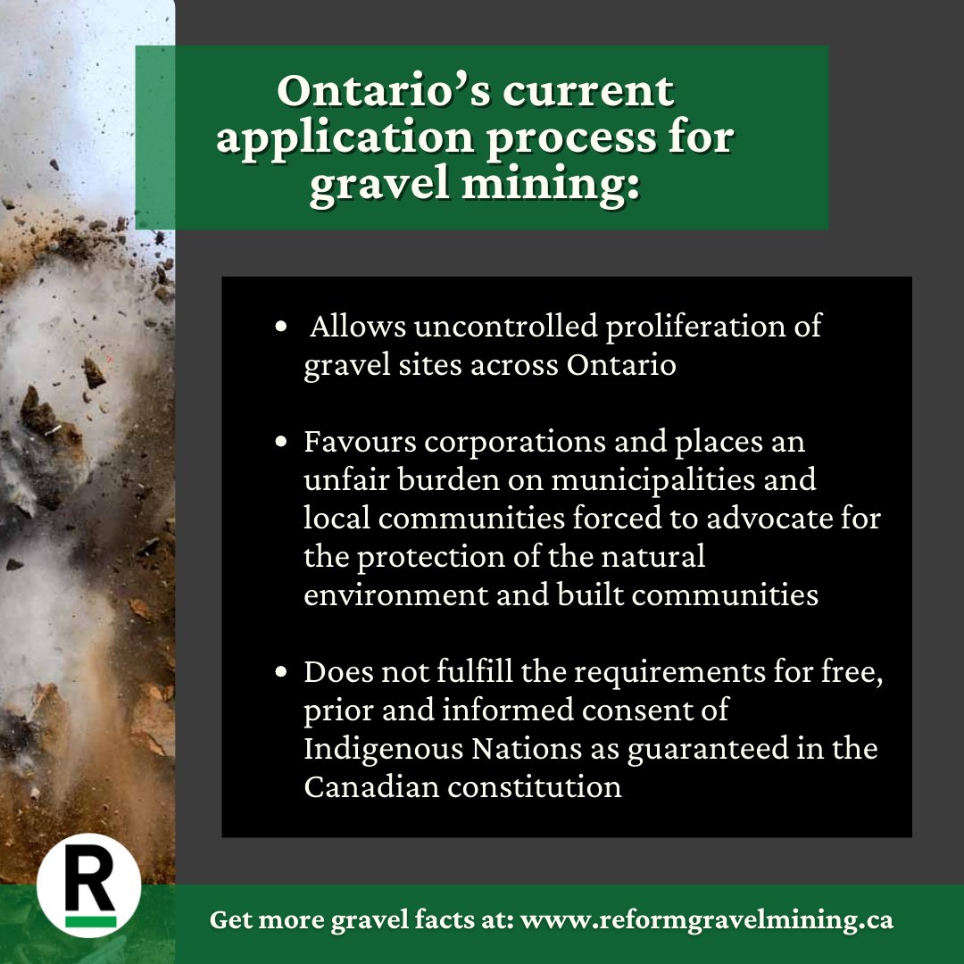 With 6,000 mines licenced to provide sand, gravel and rock in Ontario, there is no need for more licences, its about corporate greed. #noneeditsgreed