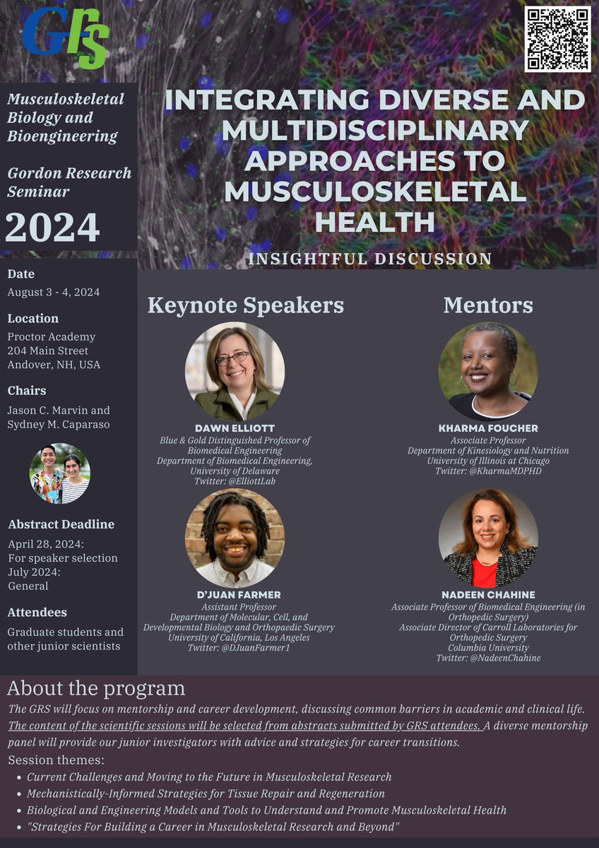 Only a bit over 2 weeks left until the April 28th abstract deadline for talk consideration at the 2024 Musculoskeletal Biology &amp; Bioengineering GRS! 

We've already gotten a lot of applications, so apply before the July 6, 2024 general deadline to join us at #ScienceSummerCamp 😎