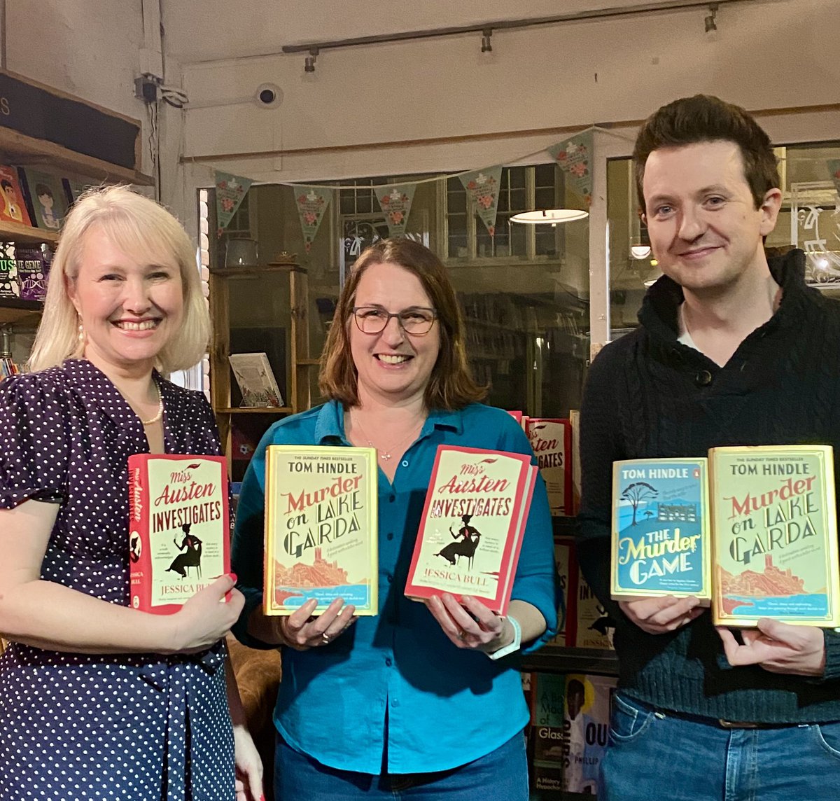 We’ve had a fabulous time tonight at @GoldfinchBooks_ with @TomHindle3 and @NovelistJessica talking all things Jane Austen and mysteries and cosy crime and tortoises called Lumpy and Houdini. Thank you to everyone who came! #authortalk #murdermystery