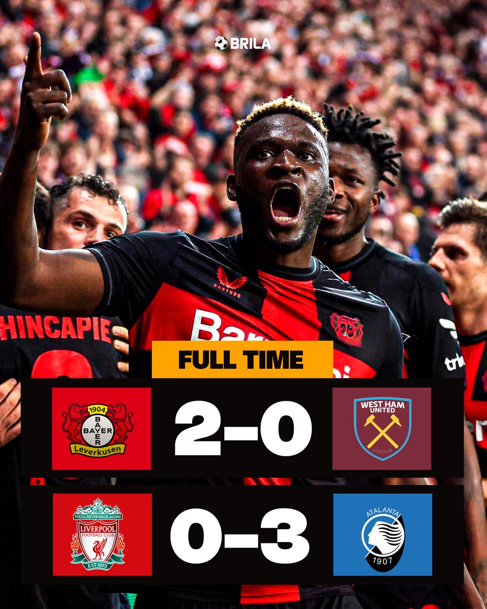 Full-Time Atalanta put up a winning and unpredicted show at Anfield.🔥😳 Bayer Leverkusen unbeaten streaks continues.✨💪🏾