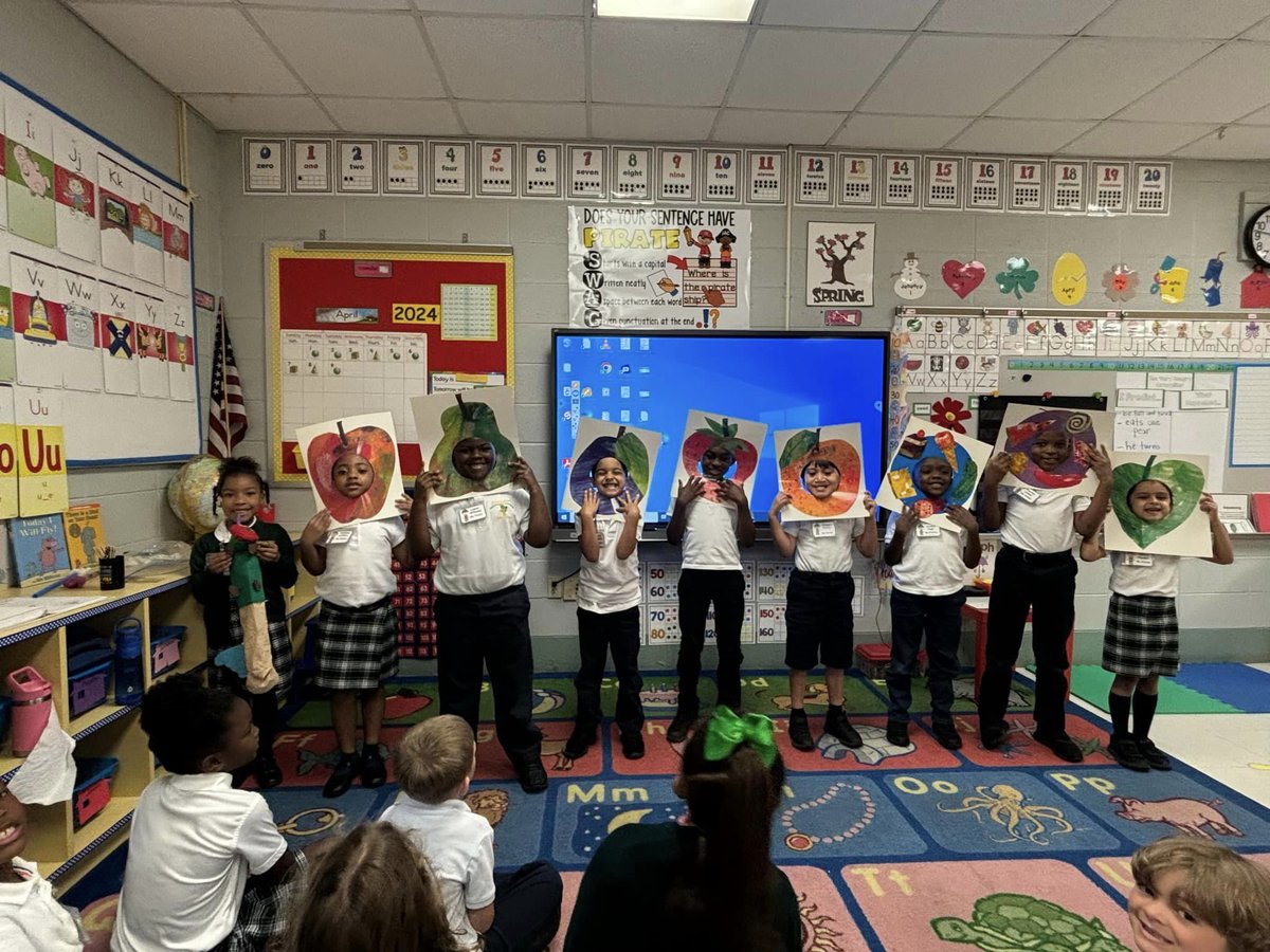 What a delightful sight at Eichold-Mertz Magnet School! Ms. Penton's students brought the pages of 'The Very Hungry Caterpillar' to life through a charming and creative reenactment that also served as a sequencing exercise. #LeardingLeading #AimForExcellence