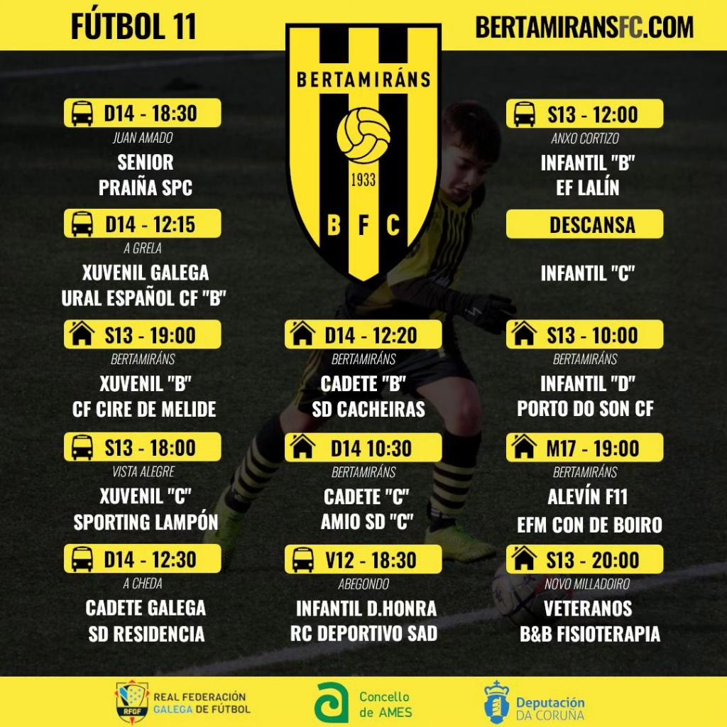 📆 Horarios dos nosos equipos para sábado e domingo. #BFC