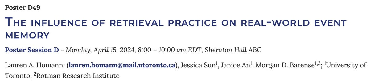 Interested in chatting about how retrieval can enhance real-world event #memory while also introducing disorganization and distortion? If so, check out my poster with <a href="/morganbarense/">Morgan Barense</a> this Monday <a href="/CNSmtg/">CNS 2026 Annual Meeting</a> from 8-10 am (D49). We'd love to get feedback on this new work! #CNS2024