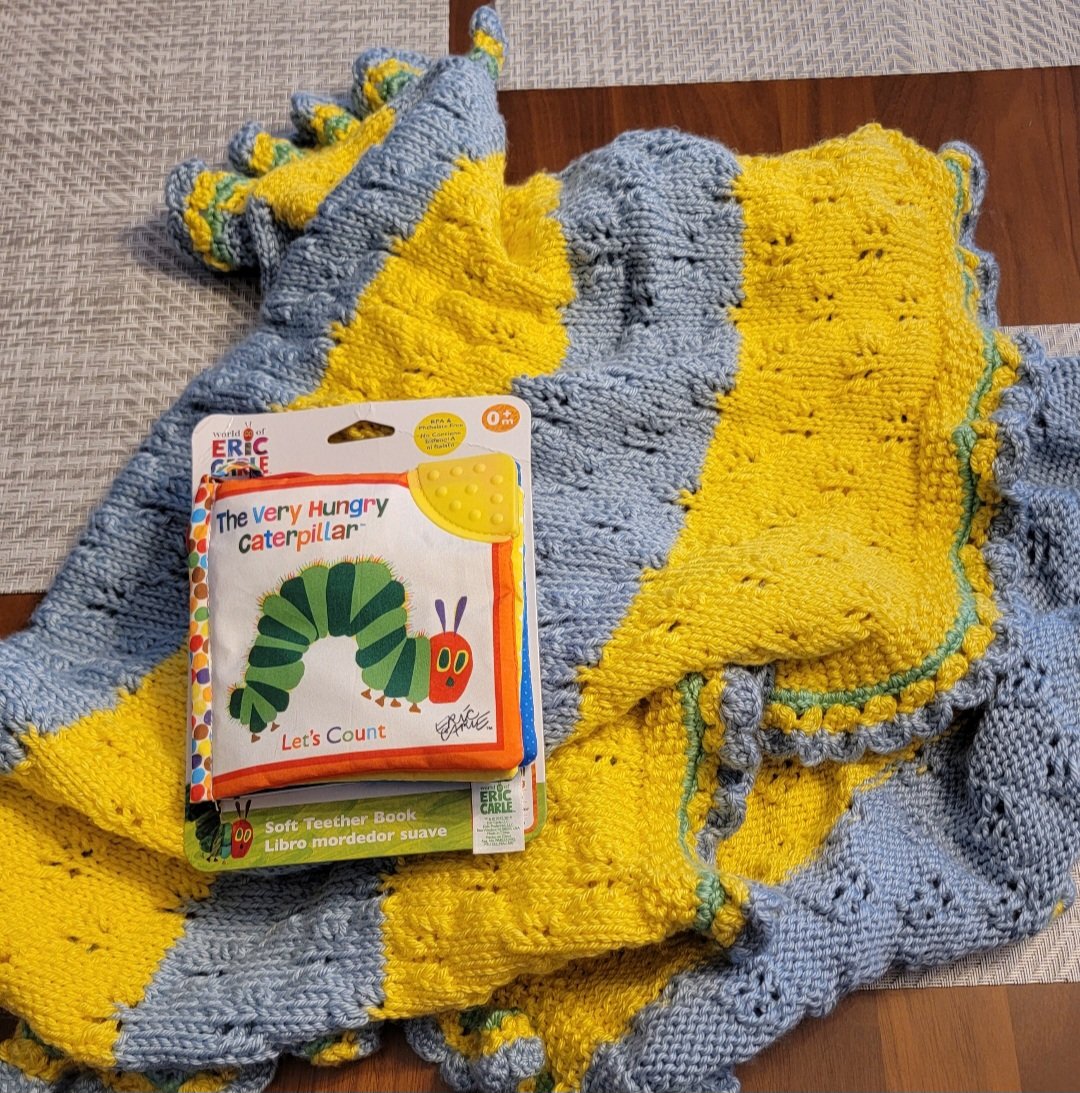 A very special thank you to my sweet friend @rapunzel6977 for hand- knitting this amazing Ukraine 🇺🇦 themed blanket for our soon-to-be baby girl, Delilah 🤰 I've met so many wonderful people through #NAFO - it's like a big family! 🥹 Love you Rachel - thank you again 💙💛
