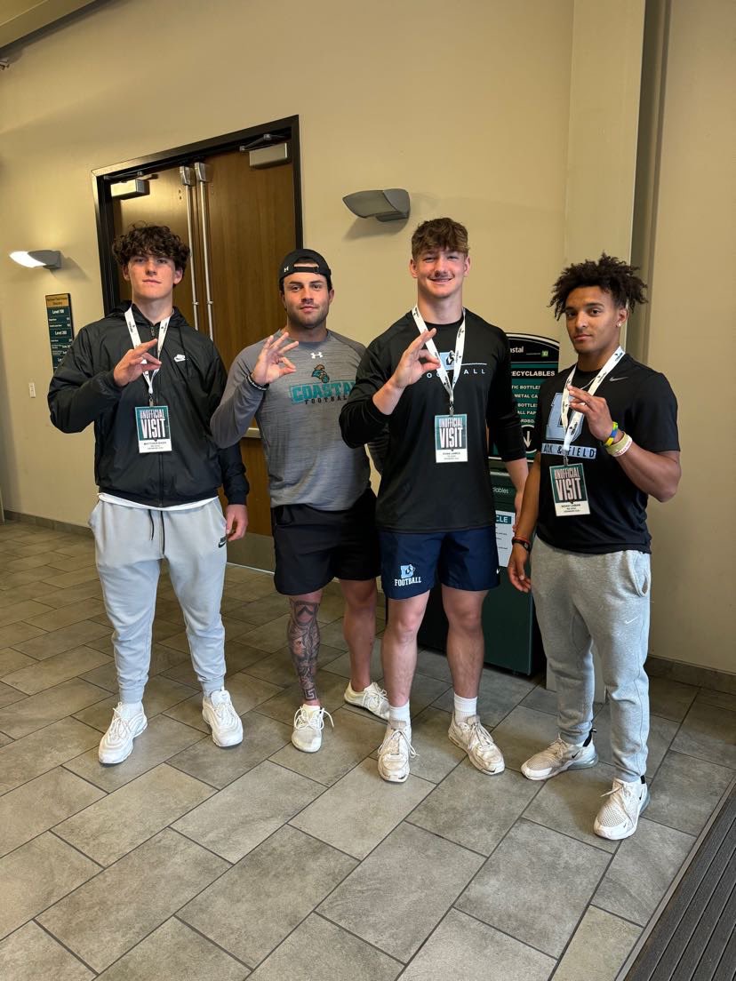 Thanks @CoastalFootball for a great visit today. Appreciate the time spent with @CoachMClark . Can’t wait to get back up here. @DenmarkDanesFB @CoachEB3 @jc_coachcoffey @BallAtTheBeach @braeyown