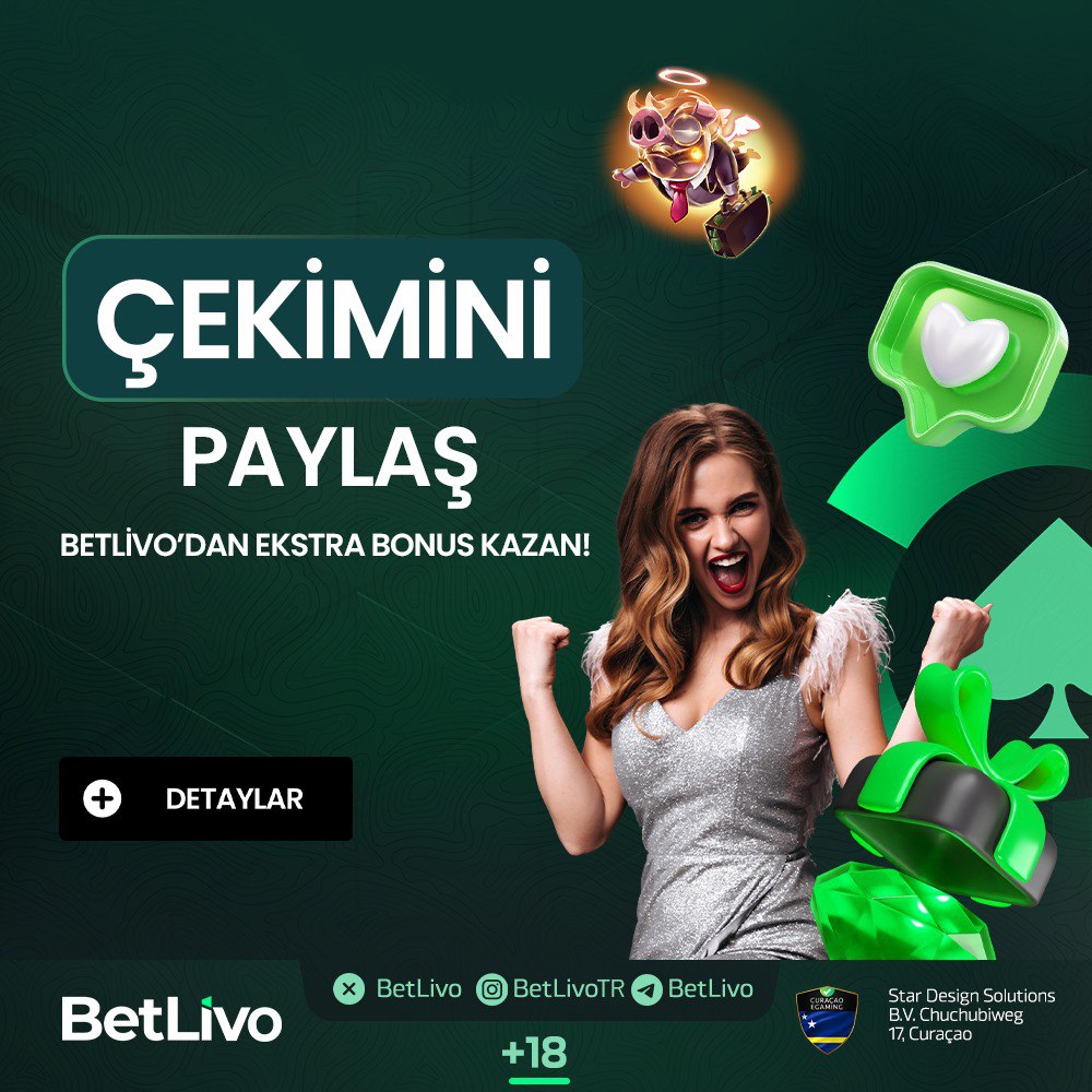 💸 #BetLivo'da kazançlarınızı katlayın!

✨Çekimini paylaş ekstra bonusları kap

🚀 Sizi bekleyen kazançlarla tanışmak için şimdi adım atın!
👉 t.ly/BetLivoX

 #Kazanç #ÇekimPaylaş #casinobonus #canlıcasino