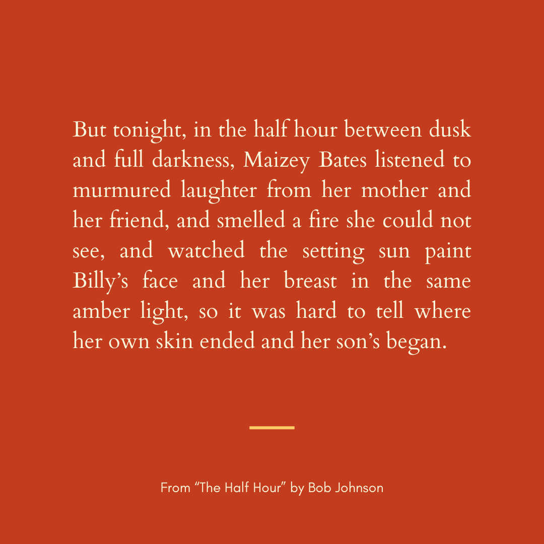 As he walked away, Maizey’s heart chased after him, but only for a moment. —From the “The Half Hour” by Bob Johnson. Full tinyurl.com/y6b3x8r8 #shortstory #story #fiction #litmag