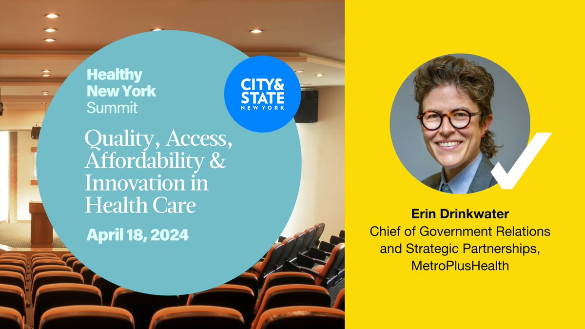 #sponsored

Erin Drinkwater, Chief of Government Relations & Strategic Partnerships @ MetroPlusHealth, will be speak at the Healthy NY Summit on 4/18. 

Join us for an insightful discussion on how we can achieve health equity for all NYers. Register here: bit.ly/3V52252