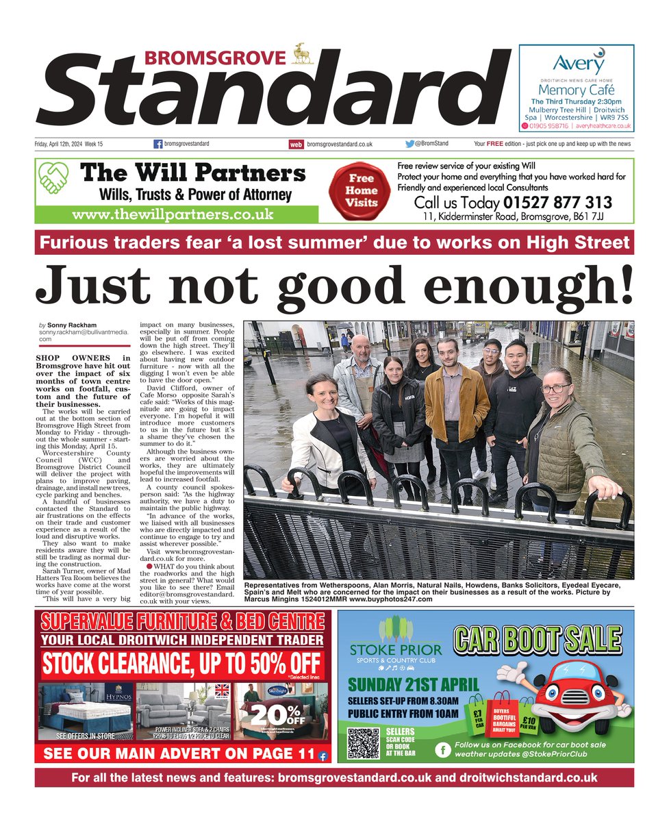 Here is a sneak preview of the front page of tomorrow's Bromsgrove Standard #tomorrowspaperstoday