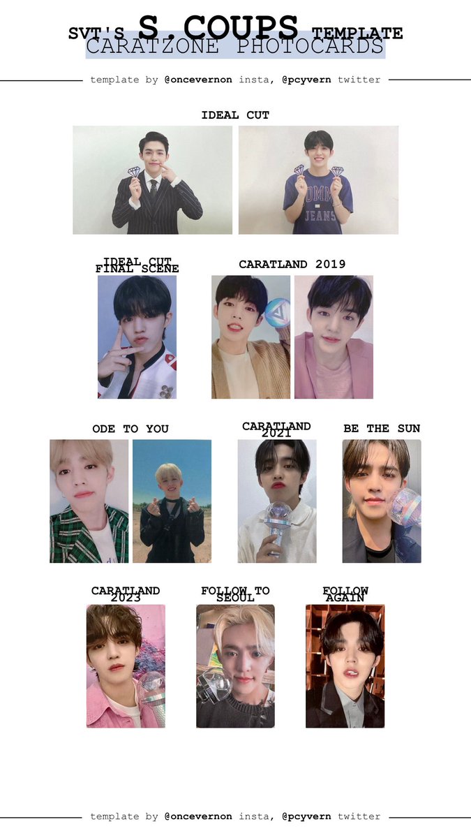 seventeen caratzone photocard templates updated with the follow