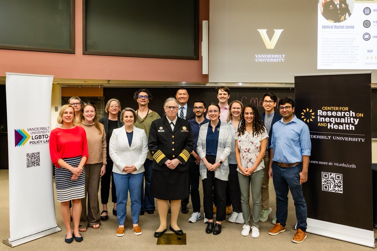 What an honor to host @HHS_ASH Admiral Rachel Levine to join us at the @VanderbiltU Center for Research on Inequality & Health and @LGBTQPolLabVU. She spoke about advancing LGBTQIA+ health equity - especially for trans youth - here in Tennessee. @HHSGov #LGBTQHealthEquity 🏳️‍⚧️🏳️‍🌈