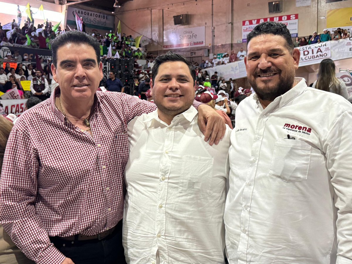 RamonDuarteM's tweet photo. Presentes desde San Luis Río Colorado con el alcalde de Caborca, Abraham “El Cubano” Mier y Julio Navarro, Presidente de Morena en el estado, para recibir a la Dra. Claudia Sheinbaum en su vista a #Sonora. 

#SonoraConClaudia https://t.co/24ZRiPO7Ru